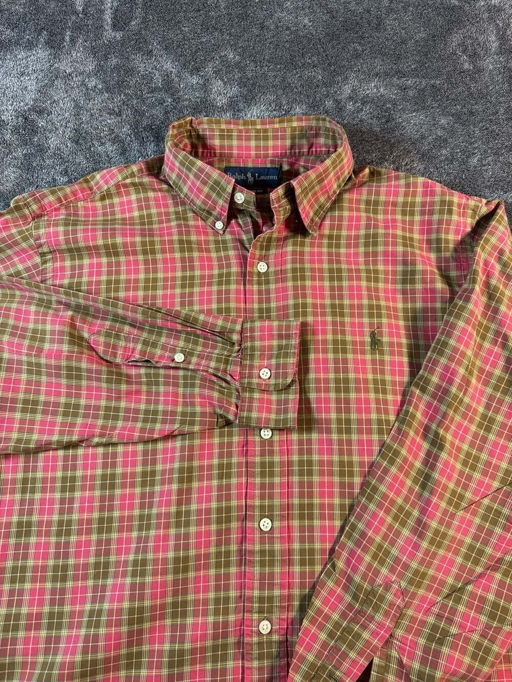 Ralph Lauren Button Down Shirt Size XL Pink Red Green Plaid Classic Fit